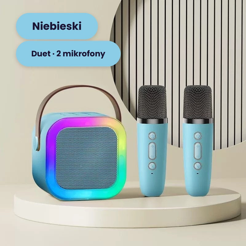 Mini karaoke Bluetooth z mikrofonami – głośnik dla dzieci i dorosłych